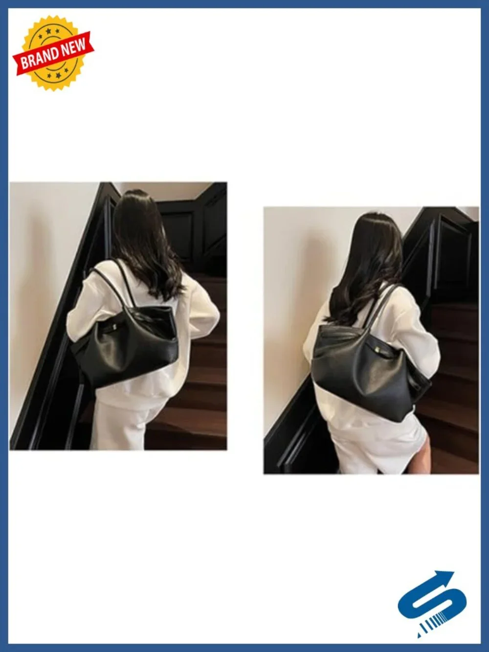 Vintage PU Leather Tote Shoulder Bag Large Capacity Underarm Handbag